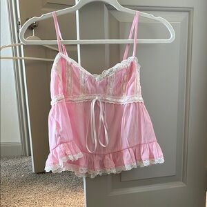 Pink Lace Trim Camisole